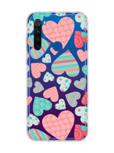Прозорий чохол на Xiaomi Redmi Note 8T :: Різнокольорові сердечка (принт 334)