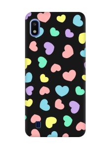Матовий чорний чохол на Samsung Galaxy A10 (2019) A105 :: Різнокольорові сердечка (принт 335)