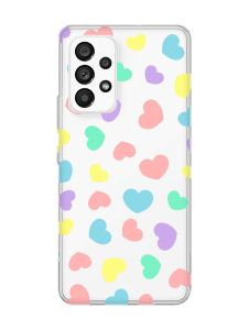 Прозорий чохол на Samsung Galaxy A53  :: Різнокольорові сердечка (принт 335)
