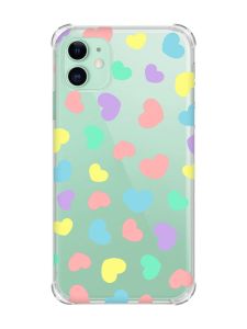 Чохол з потовщеними кутами на Apple iPhone 11 (6.1) :: Різнокольорові сердечка (принт 335)