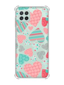 Чохол з потовщеними кутами на Samsung Galaxy M32/A22/M22 4G :: Різнокольорові сердечка (принт 334)