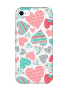Прозорий чохол для iPhone 7, 8 :: Різнокольорові сердечка (принт 334)