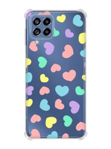 Чохол з потовщеними кутами на Samsung Galaxy M53 (M536) 5G :: Різнокольорові сердечка (принт 335)