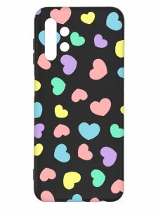 Матовий чорний чохол на Samsung Galaxy A13 4G :: Різнокольорові сердечка (принт 335)