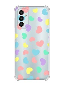 Чохол із потовщеними кутами на Samsung Galaxy M13 4G :: Різнокольорові сердечка (принт 335)