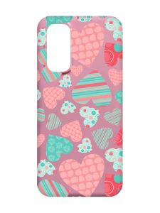 Матовий рожевий чохол на Xiaomi Redmi Note 11 4G :: Різнокольорові сердечка (принт 334)