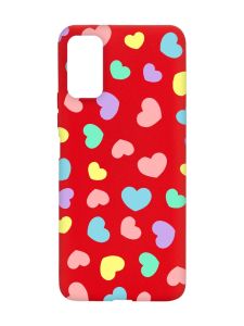 Матовий червоний чохол на Xiaomi Redmi Note 11 4G :: Різнокольорові сердечка (принт 335)