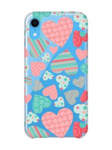 Прозорий чохол на iPhone XR :: Різнокольорові сердечка (принт 334)