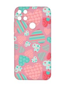Матовий рожевий чохол на Xiaomi Redmi 10C :: Різнокольорові сердечка (принт 334)