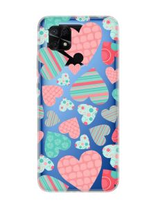Прозорий чохол на Xiaomi Redmi 10C :: Різнокольорові сердечка (принт 334)