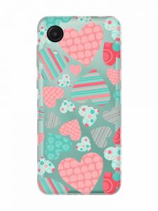 Прозорий чохол на Samsung Galaxy A03 Core / A032 :: Різнокольорові сердечка (принт 334)