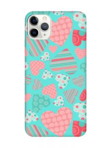 Матовий бірюзовий чохол на iPhone 11 Pro Max (6.5) :: Різнокольорові сердечка (принт 334)