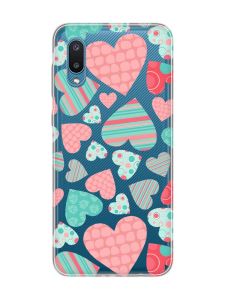 Прозорий чохол на Samsung Galaxy A02/A022 (2021) :: Різнокольорові сердечка (принт 334)