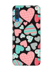 Матовий чорний чохол на Samsung Galaxy A50 (2019) A505/A30s :: Різнокольорові сердечка (принт 334)