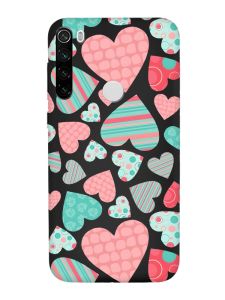 Матовий чорний чохол на Xiaomi Redmi Note 8T :: Різнокольорові сердечка (принт 334)