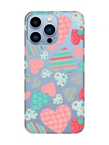 Прозорий чохол на Apple iPhone 13 Pro Max :: Різнокольорові сердечка (принт 334)