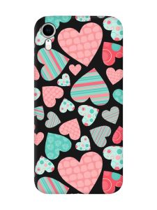 Матовий чорний чохол на Apple iPhone XR :: Різнокольорові сердечка (принт 334)