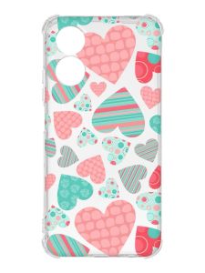 Чохол із потовщеними кутами на Oppo A17 :: Різнокольорові сердечка (принт 334)
