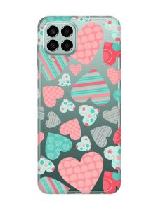 Прозорий чохол на Samsung Galaxy M33 5G :: Різнокольорові сердечка (принт 334)