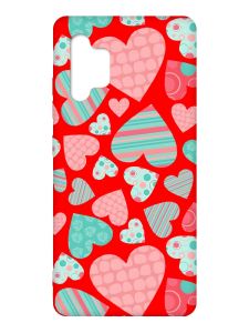 Матовий червоний чохол на Samsung Galaxy A32 :: Різнокольорові сердечка (принт 334)