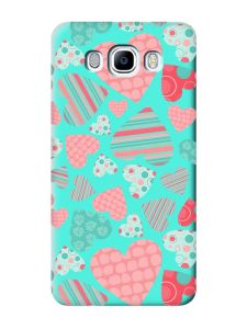 Матовий бірюзовий чохол на Samsung Galaxy J7(2016) J710 :: Різнокольорові сердечка (принт 334)