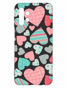 Матовий чорний чохол на Samsung Galaxy A13 4G :: Різнокольорові сердечка (принт 334)
