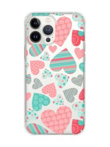 Чохол із потовщеними кутами на iPhone 14 Pro :: Різнокольорові сердечка (принт 334)