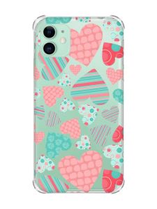 Чохол з потовщеними кутами на Apple iPhone 11 (6.1) :: Різнокольорові сердечка (принт 334)