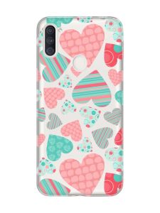 Прозорий чохол на Samsung Galaxy A11 :: Різнокольорові сердечка (принт 334)