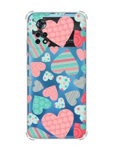 Чохол з потовщеними кутами на Xiaomi Poco X4 Pro 5G :: Різнокольорові сердечка (принт 334)