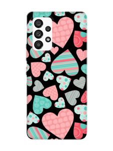 Матовий чорний чохол на Samsung Galaxy A53 4G/5G :: Різнокольорові сердечка (принт 334)