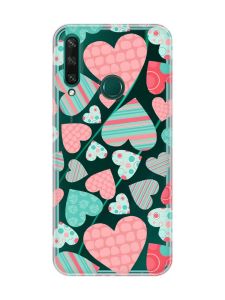 Прозорий чохол на Huawei Y6p :: Різнокольорові сердечка (принт 334)
