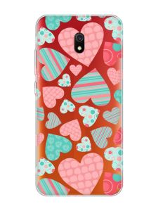 Прозорий чохол на Xiaomi Redmi 8A :: Різнокольорові сердечка (принт 334)