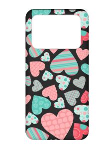 Матовий чорний чохол на Xiaomi Poco X4 Pro 5G :: Різнокольорові сердечка (принт 334)