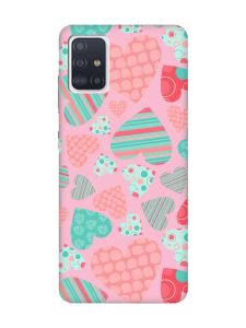 Матовий рожевий чохол на Samsung Galaxy A71 / A715 :: Різнокольорові сердечка (принт 334)