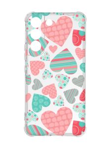 Чохол із потовщеними кутами на Samsung Galaxy S22 :: Різнокольорові сердечка (принт 334)