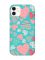 Матовий бірюзовий чохол на Apple iPhone 11 (6.1) :: Різнокольорові сердечка (принт 334)