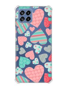 Чохол з потовщеними кутами на Samsung Galaxy M53 (M536) 5G :: Різнокольорові сердечка (принт 334)