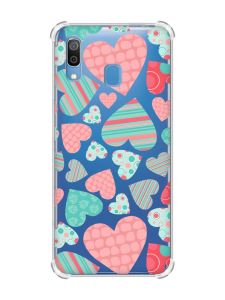 Чохол з потовщеними кутами на Samsung Galaxy A30 (2019) / A20 (2019) :: Різнокольорові сердечка (принт 334)