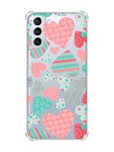 Чохол з потовщеними кутами на Samsung Galaxy S21 (G991) :: Різнокольорові сердечка (принт 334)