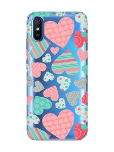 Прозорий чохол на Xiaomi Redmi 9A  :: Різнокольорові сердечка (принт 334)