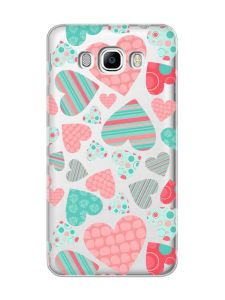 Прозорий чохол на Samsung Galaxy J7(2016) J710 :: Різнокольорові сердечка (принт 334)
