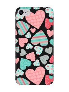 Матовий чорний чохол на iPhone 7 / 8 :: Різнокольорові сердечка (принт 334)