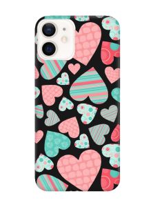 Матовий чорний чохол на Apple iPhone 12 / 12 Pro (6.1) :: Різнокольорові сердечка (принт 334)