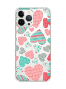 Чохол із потовщеними кутами на iPhone 14 Pro Max :: Різнокольорові сердечка (принт 334)