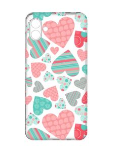 Прозорий чохол на Samsung Galaxy A04e/A042 :: Різнокольорові сердечка (принт 334)
