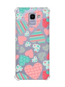 Чохол із потовщеними кутами на Samsung Galaxy J6 (2018) J600F :: Різнокольорові сердечка (принт 334)