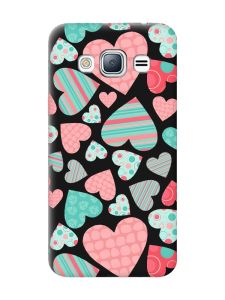 Матовий чорний чохол на Samsung Galaxy J3 / J310 :: Різнокольорові сердечка (принт 334)