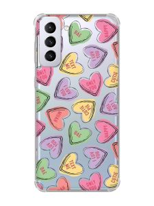 Чохол з потовщеними кутами на Samsung Galaxy S21 Plus :: Сердечка з текстом (принт 333)