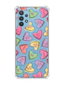 Чохол з потовщеними кутами на Samsung Galaxy A32 :: Сердечка з текстом (принт 333)